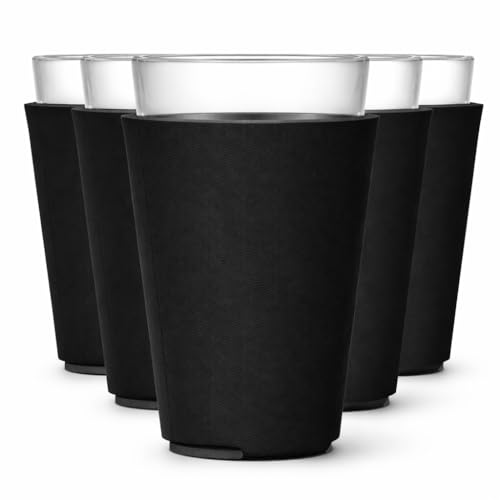 Image of TahoeBay Blank Pint Glass Sleeves, Beer Coolers, 6-Pack, Black | Insulating Foam Cooler, 16oz Collapsible Tapered Beverage Holder, Bar Cup Insulator for Transfer Vinyl, HTV, Sublimation, DTF