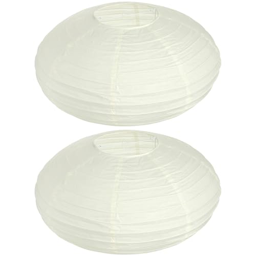 TOYANDONA Lot De 2 Grands Abat-Jours Ronds Blancs En Papier De Riz Lanternes Pliables En Papier Pour Décoration Plafond Salon Chambre À Coucher (15 72 Pouces)