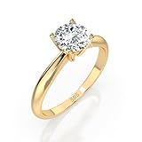 EDELIND Anillo solitario de oro amarillo 585 con diamante de 0,4 ct, anillo de compromiso clásico para mujer, talla 70 (Ø22,3 mm), con elegante caja de regalo