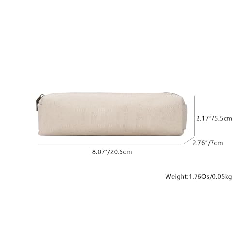 Image of Canvas Pencil Case Stationery Bag Pencil Case Storage Cosmetic Bag (Beige, S)