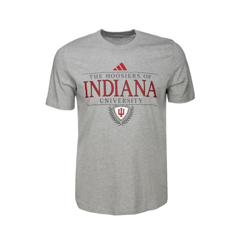 adidas Mens Indiana Hoosiers Fresh Logo Crew Neck Short Sleeve Casual Tops Casual - Grey - Size XL