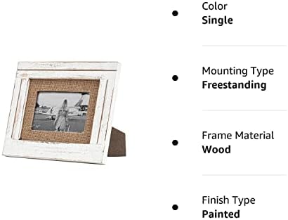 RiteSune 4x6 Picture Frames, Farmhouse Tabletop Display Frame, Wall Mound Photo Frame Made of Rustic Wood, Can be Hung Horizontally and Vertically, for Mother's Day(White)