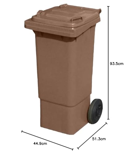 BritishBins Brown 80 ltr Wheelie Bin - Small Size Household Wheelie Bin - Tough & Durable - For All Your Outdoor Rubbish & Recycling - EN840 Certified & Tested