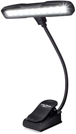 Rechargeable Clip-on Music Stand Orchestra Light- 10 Bright LEDs- Includes USB Cord, Wall Plug, and Carrying Bag- Also for Reading, DJs, Artists, Crafting