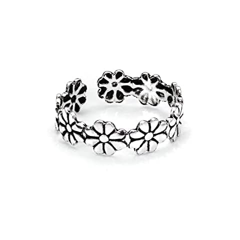 Sterling Silver Daisy Flower Toe Ring Cover