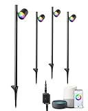 EDISHINE 30" Christmas Smart Color Changing Landscape Lighting, 320° Head Adjustable, 300LM RGBW Outdoor Landscape Spotlight, IP67 Waterproof Spot Lights, APP Control, Work with Alexa & Google, 48FT
