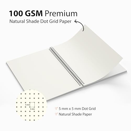 Image of PaperO Professional A4 Dot Grid Notebook | 5MM Dot Design | A4 Size (8.5 x 11 inches) | Ideal for Architects & Designers | Kraft Cover | 100 Pages | (DOT GRID 3)