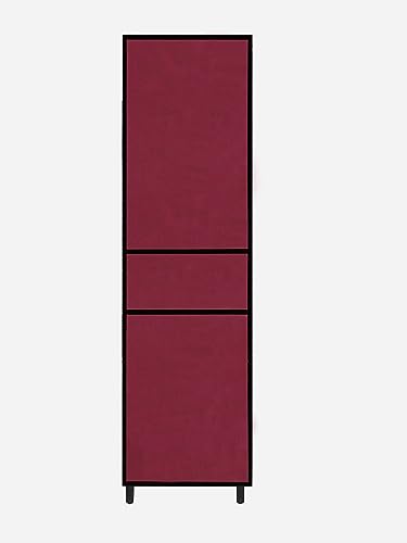 Image of Multi Utility 6 Layer Shelf Collapsible Metal Pipes with Non-Woven 100GSM Fabric Cover for Shoe /Cloth /Toy /Books Rack (Maroon, Metal)