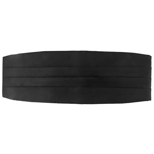 ZyFurn Smoking classique plissé en satin noir pour homme - Accessoires pour tout événement formel, mariage, bal, fête, occasions spéciales, Noir , 90*14cm