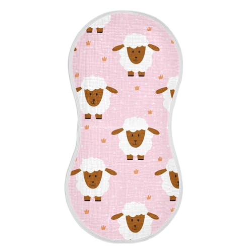 MCHIVER Cartoon Sheep Grass Baby Burp Cloths Cotton Washcloths Soft Absorbent Burping Rags for Baby Boy Girl Burpy Cloth Bib 1 Pack