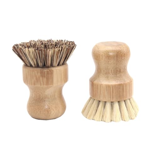 2 spazzole a fungo per verdure, spazzola per palmi in bambù per la pulizia di pentole, padelle e verdure