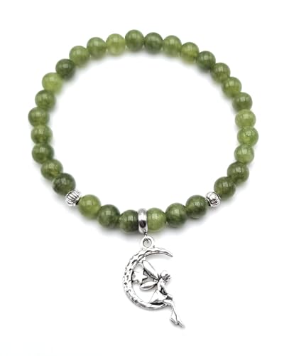 Bracelet jade émeraude AAA et fée argentée : une création artisanale française d'exception