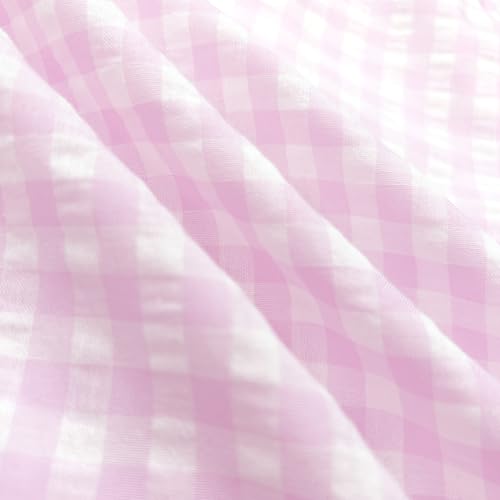 Image of Girls Short Sleeve Button Down Shirts Ruffle School Uniform Crop Tops Peter Pan Collar Plaid Blouse 4-13Y