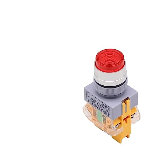 Interrupteur à bouton LED autobloquant Y090 22mm argent à point rouge