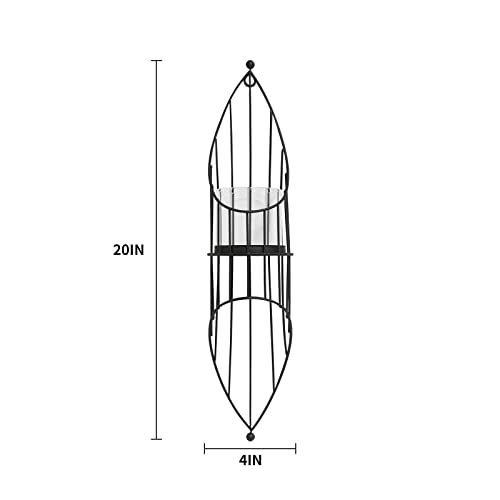 Black Candle Holder, Wall Sconces Set Of Two Candle Holder, Modern Metal Wall Art Decorations For Living Room, Entryway, Dining Room And Office, 20H X 4D #TOP6