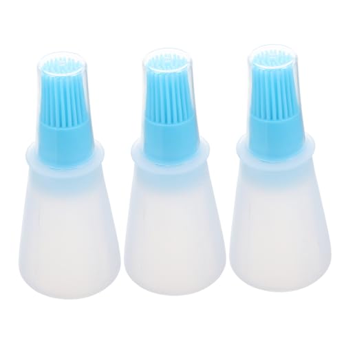 DONFAMDS 3 piezas Cepillo Botella Aceite Silicona Resistente Alta Temperatura con Tapa para Barbacoa Cocina Pastelería Aceitera Dispensador Portátil