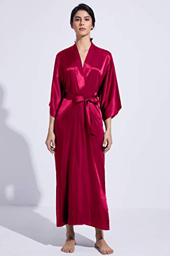 Image of PRODESIGN Satin Kimono Robe Women Long Silky Kimono Bathrobe Sleepwear Wedding Bridesmaid Robe