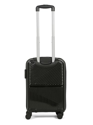 Image of Teakwood Small Size 8 Wheels Trolley Bag, Hard Cabin with Zipper Closure, Adjustable Push Button & Cross Side Strap, Number Lock System 360 Degree (Small, Black)