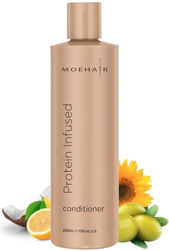 MOEHAIR Paraben Free Protein Conditioner for Dry Hair, Floral Peachy Scent, Nourishes and Moisturizes, Helps Repair Split Ends, Smoothes and Soothes, Color Safe, 12 Fluid Ounces