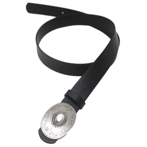 PU Leather Belt Pin Buckle Belt Oval Pearl Buckle Waist Belt Adult Waistband2