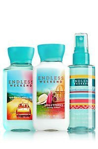 Bath & Body Works Endless Weekend Travel Size 3 Fl Oz Shower Gel, Lotion, & Fragrance Mist Gift Set