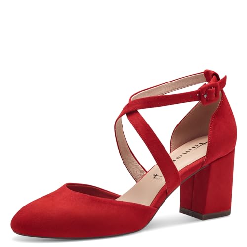 Tamaris Damen Pumps Textil Blockabsatz Vegan; RED, EU 39