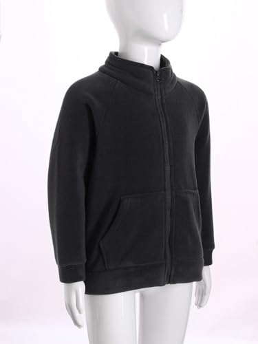 Hularka Kids Girls Boys Solid Polar Fleece Full-Zip Mock Neck Jacket Coat Long Sleeve Sweatshirt Outwear with Pockets4