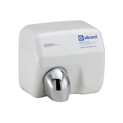 elicent HD300A Elektrischer Handtuch, automatisch, winddicht, aus weißem Stahl, 53 °C, 96 km/h, Motor 250 W, für öffentliche Toiletten, Hotels, Fitnessstudios etc.