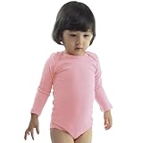 COUVER Unisex Baby Infant Toddler Long Sleeve Lap Shoulder Solid color Bodysuit Onesie, Light Pink, 24M