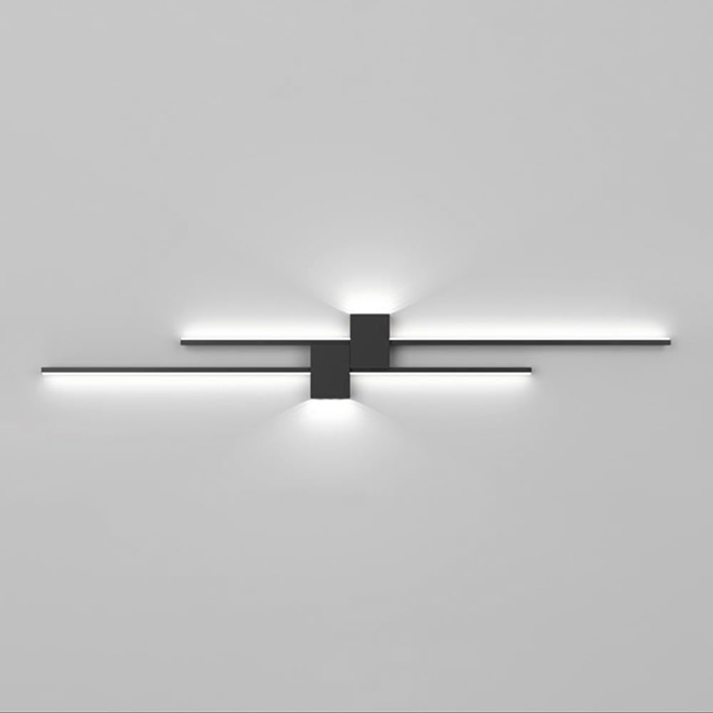 HXYSXHJUO Wall Lamps for Bedroom,LED Sconce Linear Sconces Lighting Black Geometric Mount Light Modern Washer Living Room Hallway Indoor Lights (6000k 80cm)