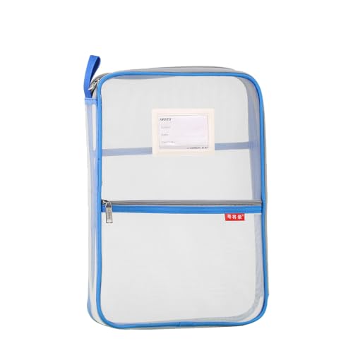 Pendancy Netztasche mit Reißverschluss, 37,6 x 27,4 cm, transparent, leicht, Nylon, A4-Größe, mehrschichtig, für Dokumente, Organizer, Zubehör, Aufbewahrungstasche für Büro- und Schulbedarf (blau)