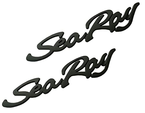 Image of 2pcs Sea Ray Searay Script Emblem 3D Badge Letters Nameplate Self-Adhesive Sticker Boat Logo 12-3 /4 inch New (Black)