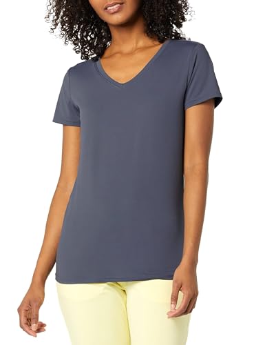 Image of Amazon Essentials Women's Active Quick Dry Tech Stretch Short-Sleeve V-Neck T-Shirt, Moisture-Wicking, Pack of 2
