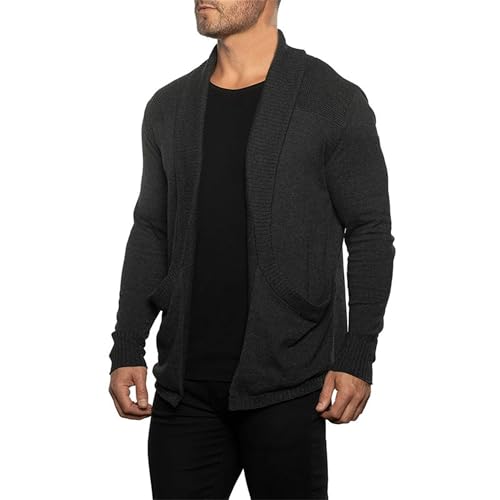 Men's Pure Cotton Knit Cardigan Shawl Collar Fit Casual Cardigans Casual Long Sleeve Zipper Sweaters for Men2