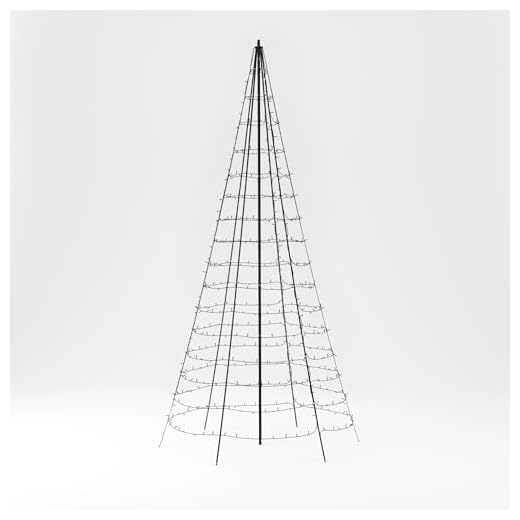 Twinkly Light Tree – App-controlled Flag-pole Christmas Tree with 450 RGB+W (16 million colors + pure Warm White) LEDs. 10 ft / 3 m, Black. Outdoor smart Christmas lighting decoration