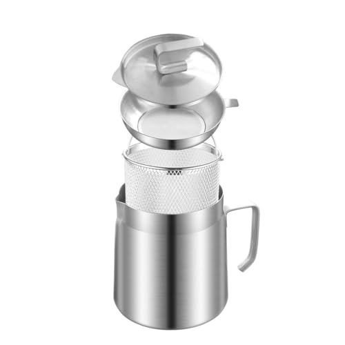 Recipiente para Grasa de Bacon con Colador, Recipiente Aceite Usado Cocina de Acero Inoxidable, con Cesta para Freír, Contenedor de Grasa para Almacenar Aceite Usado(Size:2.2L)