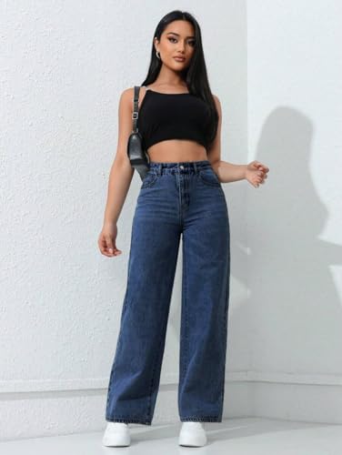 Image of TAGAS Women's High Waisted Wide Leg Jeans - Baggy Denim Pants, Loose Fit Casual Straight Leg Pant for Girls & Womens