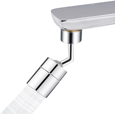 Hibbent 720° Metal Swivel Faucet Aerator, Kitchen Sink Faucet Sprayer Attachment, Bathroom Eye Flush Mounted Aerator, Dual Spray Modes Brass Faucet Replacement Part, 55/64'' Female Thread, Chrome