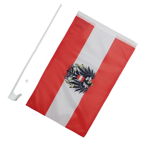 AZ FLAG - Autofahne Österreich Mit Adler - 45x30 cm - Österreichische Autoflagge 30 x 45 Cm - Auto Flaggen