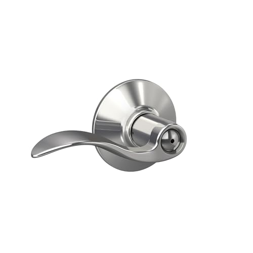 Image of Schlage F40 ACC 625 Accent Door Lever, Bed & Bath Privacy Lock, Bright Chrome