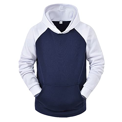Mens Hoodies Pullover Big and Tall Casual Long Sleeve Sweatshirts Block Color Drawstring Fashion Oversized Hoodie with Pocket