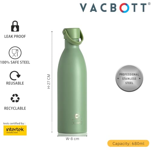 Image of Clay Craft Meko Double Wall|18 Hours Hot and 24 Hours Cold Water Bottle Vacuum Insulated Flask Bottle|680ml, Steel Bottles for Travelling|BPA-Free|Leak Proof|BIS Certified|1Year Limited Warranty