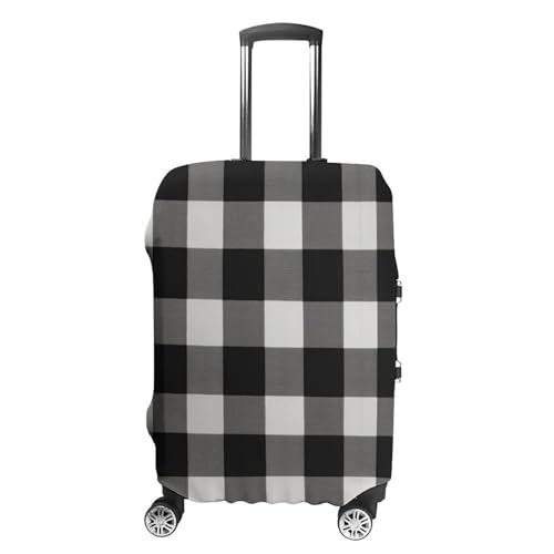 Travel Luggage Cover Elastic Suitcase Protector Anti-Scratch Washable Black And White Plaid Luggage Sleeve Tsa Approved Carry on Covers Baggage Cover Fits 18-32 Inch Luggages