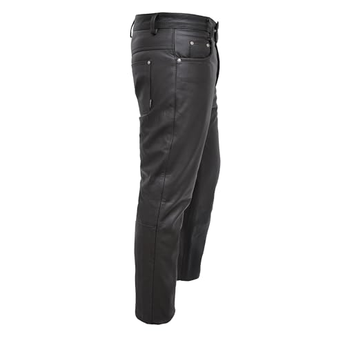Touch&Torn Leather Pants Motorcycle Pants for Mens 30" to 44" Waist Jeans Style Pant with 5 Pockets Motorbike Pant for Biker