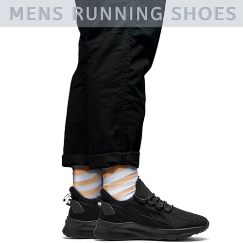 GDEKLO Running Shoes for Men Tennis Sneakers Walking Slip on Gym Black Workout Athletic Breathable Jogging Sport Casual Shoe Size 10