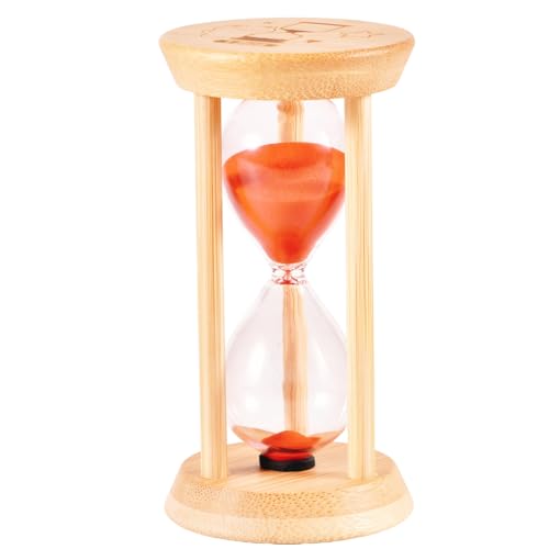 Red Sand Timer,2Min Wood Sandglass Clock - Modern Hourglass Watch with 100% Bamboo Frame for Kids Games Classroom Kitchen Home Office Decor(Red+2Min)