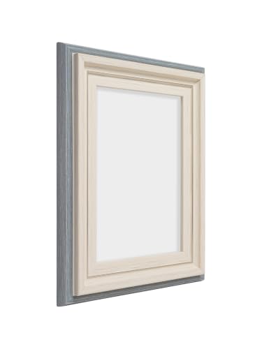 Image of GOLDEN PEACOCK Decorative 5x7 Picture Frame, Grey & Ivory Wood Grain PVC Frame with Glass, Wall Hanging & Table Display for Home and Office