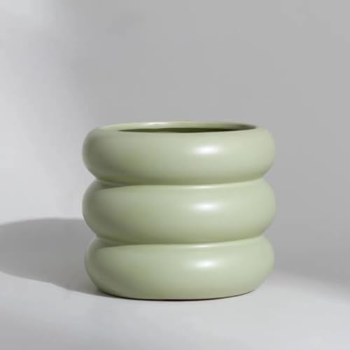 SANDYBAYTAS Ceramic Plant Pot Indoor, 4.5 Inch Flower Pot with Drainage Hole, Small Bubble Design Ceramic Planter for Home & Office Decor (Green)
