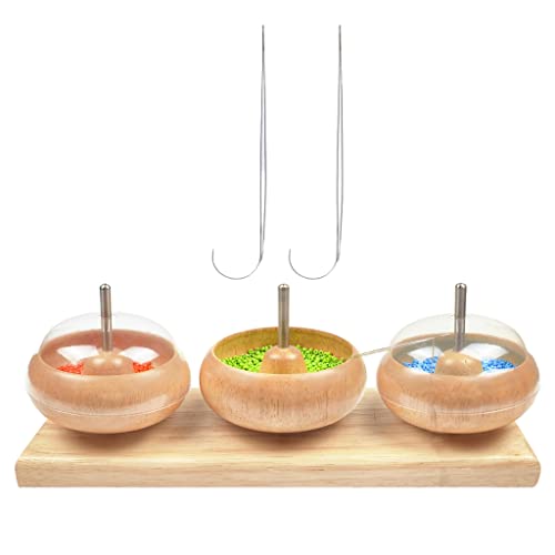 Three Bowls Bead Piercer Wood Manual Rotation Beading Bowl Waist Bead Spinner