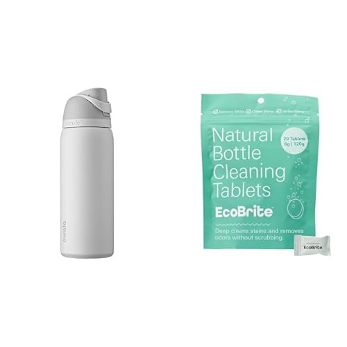 Owala FreeSip 32oz Shy Marshmallow + EcoBrite Cleaning Tablets Bundle